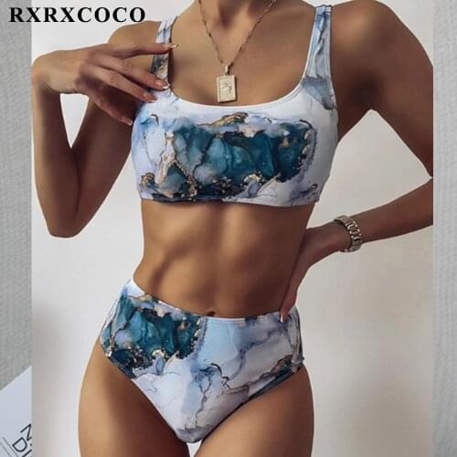 RXRXCOCO Bikini Swimwear Women 2021 Push Up Beach Wear with Pad High Waist Bathing Suit Biquini Female Sexy Women Swimsuit