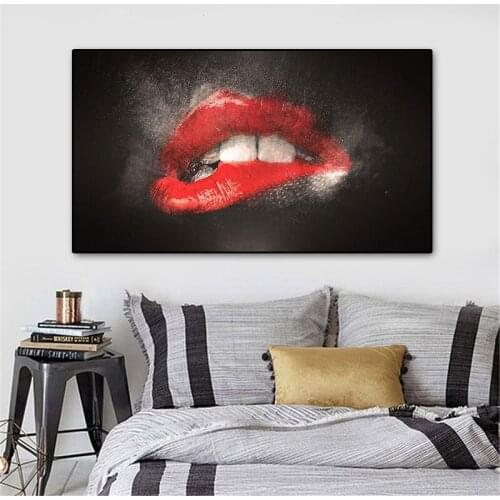 Sexy Lips Black Background Canvas Paintings Abstract Art Canvas Prints On The Wall For Living Room INS Style Wall Pictures
