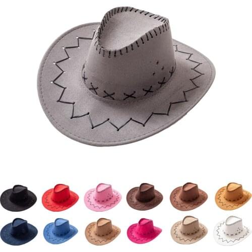 Western Cowboy Hat for Men Women Kids Fedora Outdoor Wide Brim Faux Leather Black White Pink Summer Wide Brim Beach Travel Cap