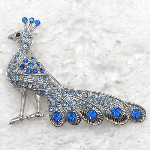Blue Rhinestone Peacock Pin brooches C999 B