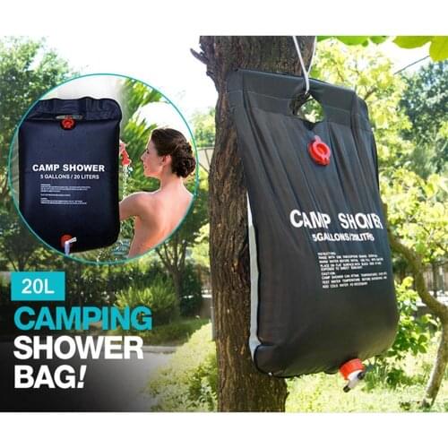 20L Shower Bag Foldable Solar Energy Heated Camp PVC Water Bag Outdoor Camping Travel Hiking Climbing BBQ Picnic Water Storage