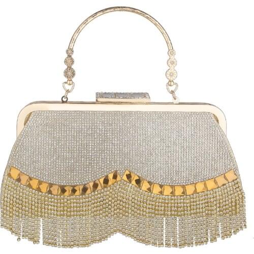 Rhinestone Handbags for Women 2021 Luxury Designer Shopper Wallet Fashion Elegant Tassel Pearl Clutch Evening Bags Crossbody Bag