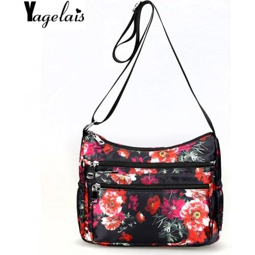 Waterproof Nylon Women Messenger Bags Bolsas Clutch Retro Travel Shoulder Handbag Fashion Tote Flower Crossbody Bag