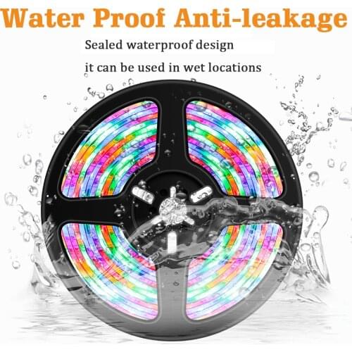 LED Strip Light 2835 RGB Bluetooth Control 5M Waterproof adjustable light color Flexible Ribbon light For Room kitchen bedroom