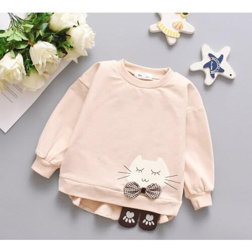 Infant Hoodies Kids Baby Girls Sweat Shirt Boy Little Rabit Solid Cute O-neck T-shirt Tops Sweatshirt Cotton Sweater 6M-5T