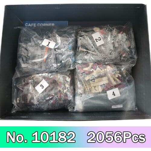 In Stock 10182 15002 City Streetview Series Cafe Store Shop 2133Pcs Bricks Corner Building Blocks Education Toys Girl Gifts