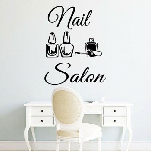 Nail Salon Wall Decal Vinyl Home Decor Girls Bedroom Makeup Wall Sticker Removable Modern Decoration Window Mural Wallpaper 4138