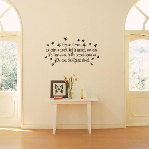 For in dreams vinyl quote wall decal home decor living room mural wallpaper removable wall stickers