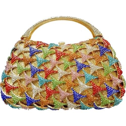 Womens Fashion multi colour hand bag Evening Purses and Handbags Wedding Party purple small Minaudiere Clutch Bag crossbody bag