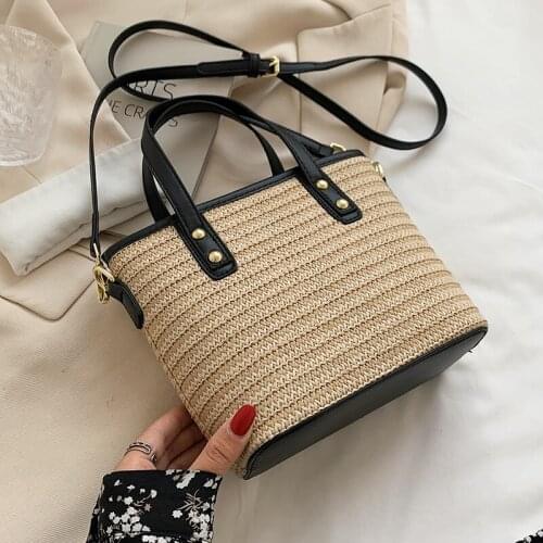 Hand-woven Womens Shoulder Crossbody Handbag Bohemian 2021 Straw Beach Tote Bag Travel Shopper Weaving Shopping Bags