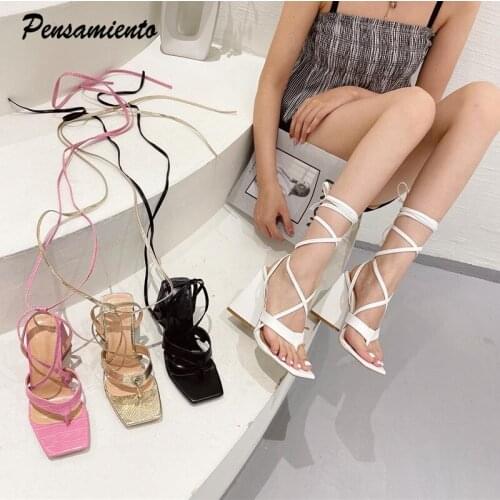 Ins style Trangle Heeled Women Sandals Sexy Narrow band Ankle strap High heels Gladiator Sandals Fashion Summer Female Shoes