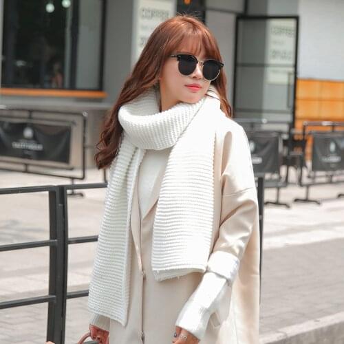 Korean autumn winter new fashion wool scarf women girls long wool scarf warm solid color couple comfortable high quality shawl