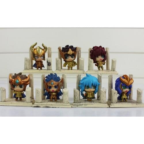 Gold 7pcs Seiya Action Figure Knights of the Zodiac First Edition PVC Toy Japanese Anime Figure Model