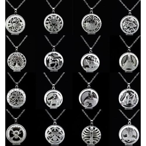 1pc Aromatherapy Perfume Essential Oils Diffuser Necklace Photo Locket Necklace Pendant Animals Skull Necklace