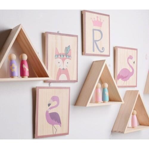 1pcs Triangle Wooden Floating Shelf Storage Display Book Shelf For Bedroom Living Room Kitchen Office Children House Decoration