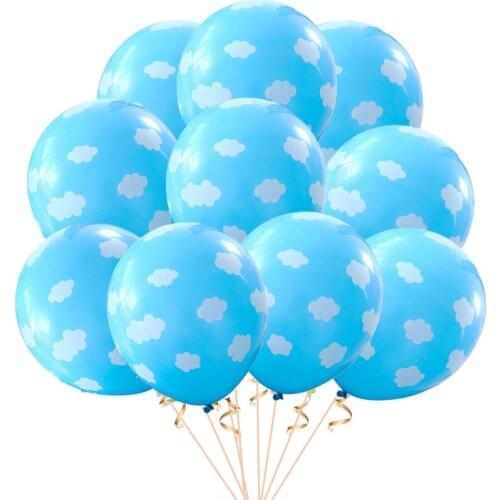 10pcs 12inch Blue White Cloud Latex Balloons Wedding Kids Baby Shower Decoration Hawaii Theme Birthday Party Supplies Air Globos