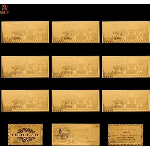 10Pcs/Lot Bestseller Oman Gold Banknote 50 Rial banknotes Gold Foil Fake Money Collection And Fun Gift