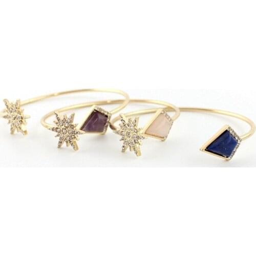 2016 crystal jewelry gold bracelet star geometric natural stone bangles adjust copper bangles bracelets for women