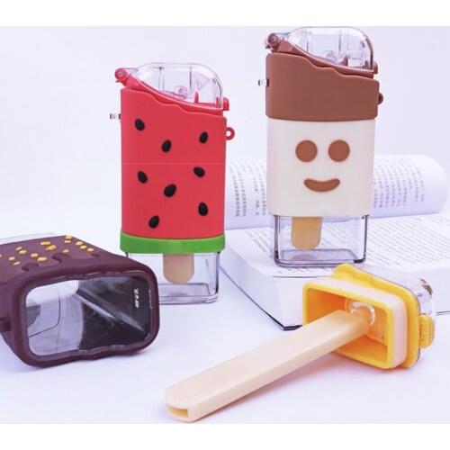 300ML Cartoon children Straw cup Watermelon ice cream kettle With strap Removable ice cream cup Baby portable cold kettle