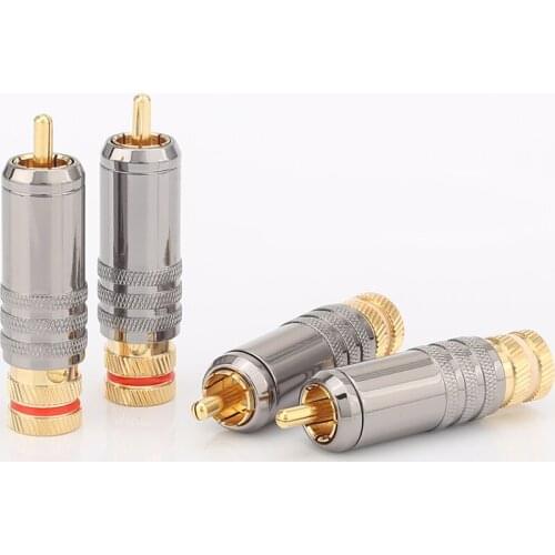 4pieces hi end audio 0152 type Gold Plated RCA Locking Plugs Audio Video Connectors