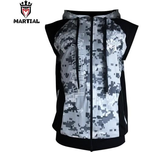 Martial :New Arrival Fitness zipper MMA hoodies comfortable mma sweater crossfit sleeveness sweatshirts