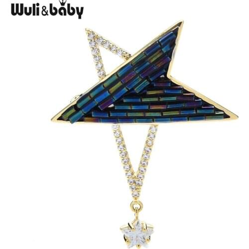 Wuli&baby New Design Star Brooches For Women Unisex Cubic Zirconia Starry Party Office Brooch Pin Gifts