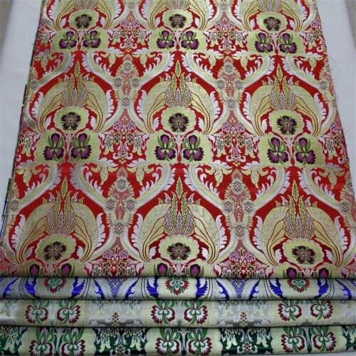 CF618 Florals Chinese Style Jacquard Silk Brocade Fabric Chinese Wedding Dress Fabric Buddhism Clothes Chinese Home Textile