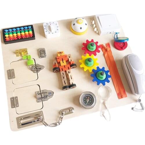 Kids Wooden Montessori Busy Board Bolt Skills Speed Needs Sensory Toy Gift