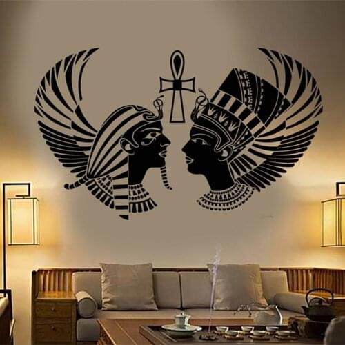 Egyptian King Queen Head Wall Vinyl Sticker Creative Decoration For Home Pharaoh Ancient Pattern Wall Decal Egypt Sticker AZ277