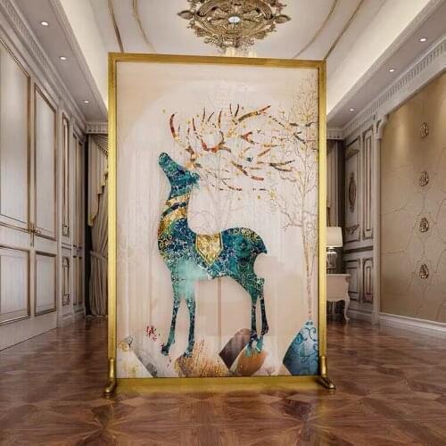 Nordic Stainless Steel Screen, Door Partition, Living Room And Bedroom Shelter, Household Metal Mobile Seat Screen