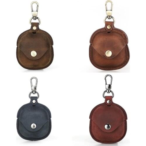Wear-resistant PU Leather Case Portable Protective Cover Pouch with Keychain for S-AMSUNG Galaxy-Buds Pro Earphones