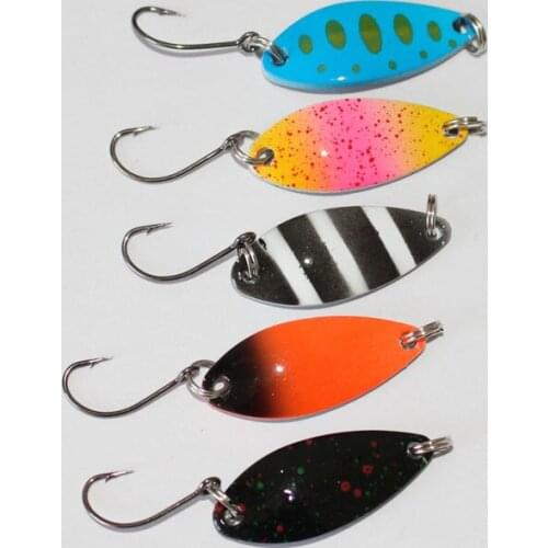 Hot sale 3.2cm/5g single hook fishing spoon lure metal bait pesca fishing tackle trout lure fishing bait 30pcs/lot swimbait