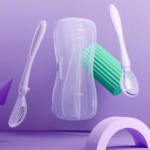 2 PCS Portable Baby Soft Silicone Spoon Food Grade Baby Feeding Spoons Safety Tableware Infant Learning Spoons for 4M-3Y Babies
