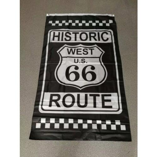Route 66 banner flag 90x150cm with 100D Polyester fan banner