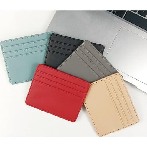 Mini pu leather ID card holder bank credit card holder multi-slot ultra-thin card holder ladies and mens business card holder