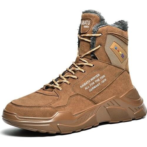 Fashion Thick Plush Mens Snow Boots Non-slip Wear-resistant Soles Mens Shoes Outdoor Mens Winter Boots Fashion Mens Boots