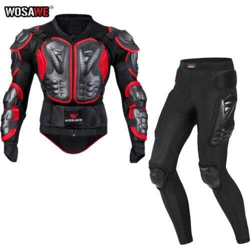 WOSAWE Motorcycle Full Body Armor Jacket set Motocross Racing Moto Protective Armor + pant Motorbike Protective suit M-2XL
