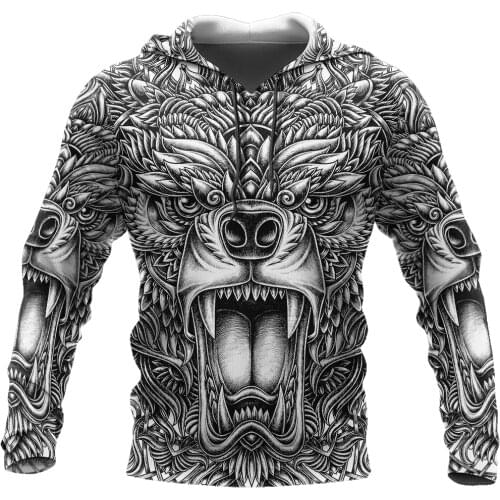 BEAR TATTOO 3D All Over Printed Unisex Deluxe Hoodie Men Gothic Sweatshirt Streetwear Zip Pullover Casual Jacket Tracksuit