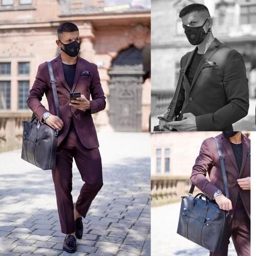 Smart Casual Men Tuxedos Loose Single Button Notched Lapel Suits Custom Made Party Groom Business Blazer 2 Pieces