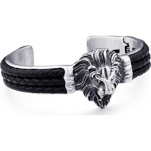 Creative domineering style stainless steel lion head fashion mens titanium steel bracelet