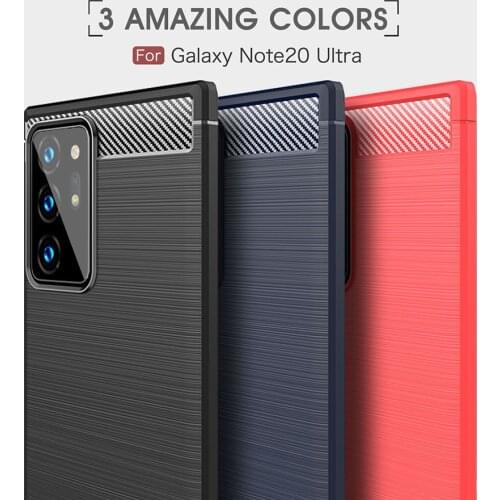 Soft Cover Full Protection Carbon Fiber TPU Silicone Case Phone For Samsung Note 20 20 Ultra Back Cover