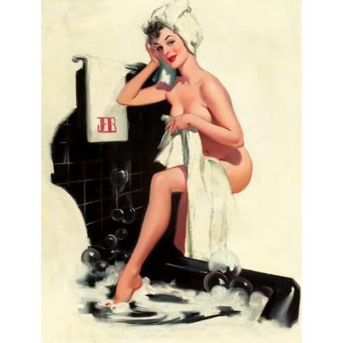 JMINE Div 5D Bath bathroom Naked Woman Full Diamond Painting cross stitch kits art Portrait 3D paint by diamonds