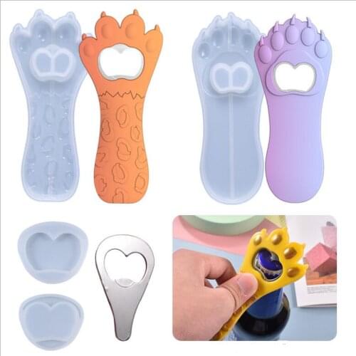 New Transparent Silicone Mould Resin Decorative Craft DIY Cat paw bottle opener Mold epoxy resin molds for jewelry