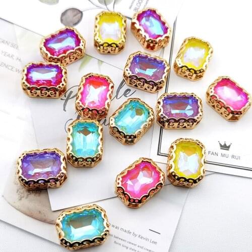 Needlework Clothing Beads Rectangular octagonal Gem Buttons Fabric Beads Nest Claw Garment Beads DIY sewing Supplies Accessories