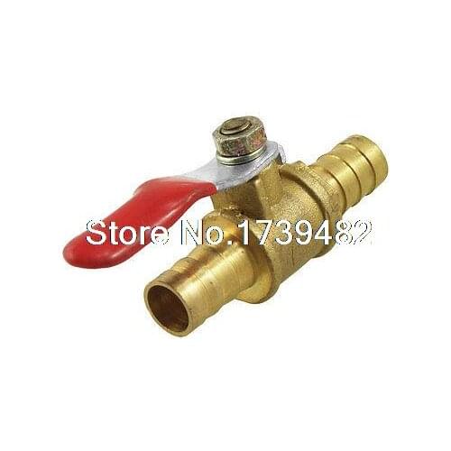 Full Port 10mm Diameter Hose Tail Pipe Red Lever Handle Ball Valve