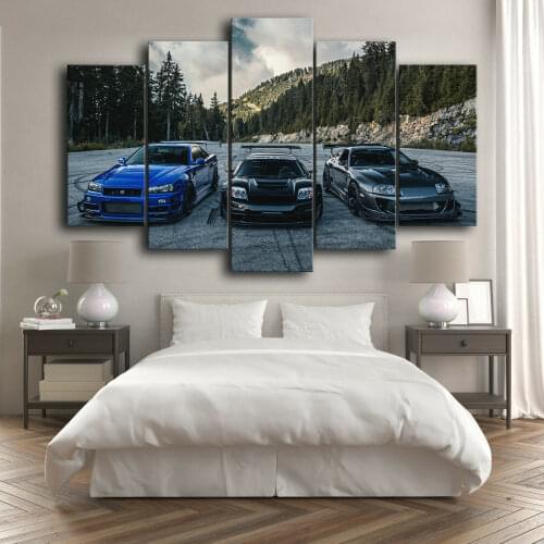 Supra Nissan Skyline NSX Car 5 Piece Canvas Wall Art Print Home HD Pictures 5 panel poster Paintings Home Decor Bedroom