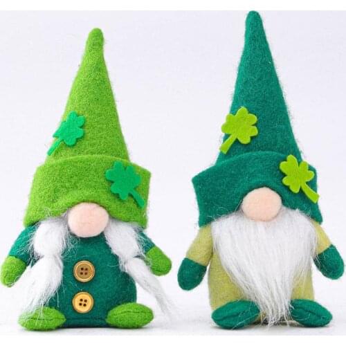 St. Patrick Day Doll Decoration Green Hat Faceless Old Man Doll Cute Cartoon Figurines Holiday Festival Ornaments Baby Plush Toy