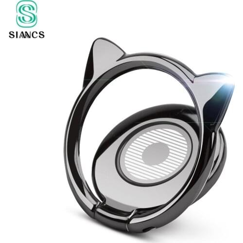 Cartoon Alloy Cat Ear Finger Ring Holder Universal For iPhone11 X 8Plus 360 Degree Rotation Flexible Cute Mobile Phone Stand
