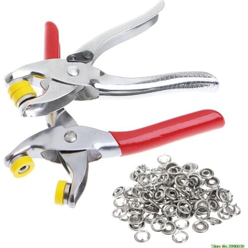 Metal Prong Ring Snap Fasteners Press Studs Poppers Plier 9.5mm 100Pcs Ring Snap