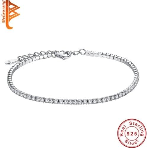 Factory Price 100% 925 Sterling Silver Tennis Bracelets For Women Crystal Adjustable Bracelets Chain Link Minimalism Jewelry
